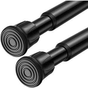 QINGYUN Pack of 2 Tension Rods for Windows 28 to 52 inch, Adjustable Curtain Rods No Drilling Spring Rods Extendable Pressure DIY Tension Rod for Window Closet Kitchen, Black
