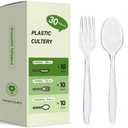 3 x Plastic Silverware Set, 30-Piece Disposable Plastic Utensils for Parties, Clear Cutlery, Plasticware Forks, Spoons, Knives