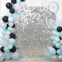 Silver Shimmer Wall Backdrop Halloween Parties Disco Wedding Shimmer Backdrops Panels Christmas Glitter Wall Background for Bachelorette Party Bridal Shower Stage Panel(24 Packs)