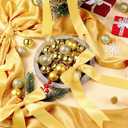 Gejoy Bow Christmas Tree Decoration Set, 30 Pcs Small Bows 1 Pcs 47" x 15.7" Large Tree Topper Satin Bows and 36 Christmas Balls Hanging Ornaments, Xmas Glitter Balls for Holiday Decor(Gold)