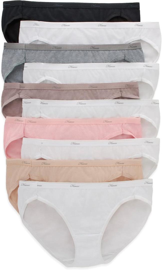Hanes Women's Underwear Briefs Pack, 10-Pack, Cotton Panties for Women, Moisture-Wicking, Full Coverage (6, Solid/Print Mix)