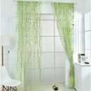 Ufurty 2 Pieces Willow Window Curtain Voile Tulle Room Salix Leaf Sheer Gauze Panel Drapes Green Color for Living Room, Bedroom, Balcony (39.4"W x 106.3"L (Pack of 2))