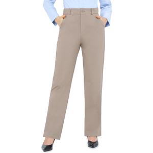 Bamans Dress Pants Women Work Business Office Straight Leg Slacks (Brown, XS)