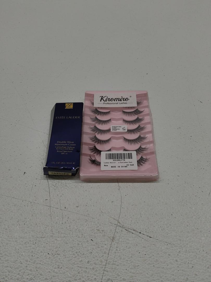 Lashes Natural Look False Eyelashes Wispies Short Faux Mink Lashes Soft 14mm; Estée Lauder Double Wear 24-Hour Maximum Cover Camouflage Foundation for Face and Body SPF 15