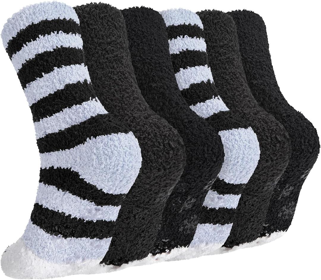Mens Slipper Socks with Grippers, Winter Gift Warm Thermal Fuzzy with Non Slip Floor Home Socks US 9-12 ((Snowflake Grips) Paw Collection)