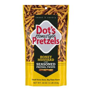 Dot's Homestyle Pretzels Honey Mustard Seasoned Pretzel Twist Snack, 16oz Grocery Sized Bag (EXP 09/20/25)
