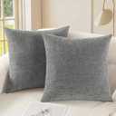 CaliTime Throw Pillow Covers Decorative 16 X 16 Inches Pack of 2 Cozy Chenille Cushion Cases for Couch Sofa Bed Living Room Home Medium Grey