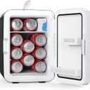 Antarctic Star Compact Mini Fridge, 10L Portable Small Refrigerator, 2.6 Gal Mini Fridge with AC/DC Adapters, Small Cosmetics Cooler for Beverage, Food, Makeup, Bedroom, Office, Dorm, Black