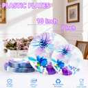 DaYammi 20 Pcs Purple Plastic Plates with Watercolor Floral Plates Heavy duty Watercolor floral Plastic Plate 10.25 inch Dinner plates and 7.5 inch Dessert plates for Party Wedding