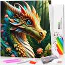 Fountor Dragon Diamond Art Kits for Adults, Dragon Diamond Painting Kits for Adults Beginners, DIY 5D Round Gem Art with Gift Box for Home Wall Decor 14x14 Inch