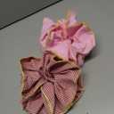 2 Pieces Large Lattice Ruffles Lace Plaid Hair Scrunchies for Women girls, oversized lace plaid hair ties ponytail Jumbo thick curly hairs bun (Pink Red)