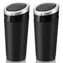 Car Trash Can Bin with Lid, 2 Packs Mini Leakproof Garbage Can for Vehicle, Cup Holder Trash Can, Small Trash Bin for Cars, Home, Bedroom, Office (Silver)