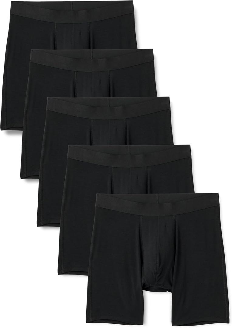 Amazon Essentials Men's Super Soft Modal Boxer Briefs, Pack of 5 (Black)