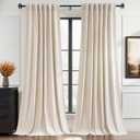 StangH Beige Curtains with Back Tab & Hook Belt, Elegant Home Decor Smooth Velvet Window Drapes, Holiday Decoration Window Treatment for Kids Bedroom/Girls Room, W52 x L102 inches, 2 Panels
