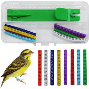 FOIBURELY 80 pcs Numbered Bird Ring Leg Bands for Gouldian Zebra Finch Canary Society Bird Foot Ring with 1 Installer (Diameter 3mm)