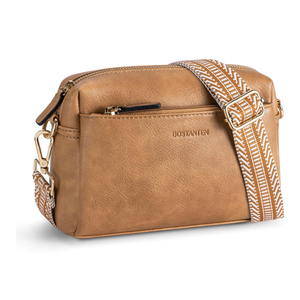 BOSTANTEN Small Crossbody Purse for Women Triple Zip Cell Phone Leather Handbag with Colored Shoulder Strap