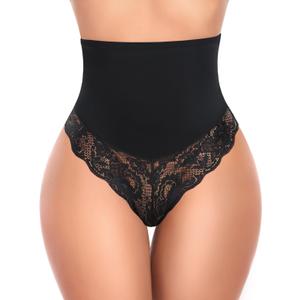 Tummy Control Thong Shapewear for Women Mid High Waist Shaper Panties Girdle Lace Shaping Thong Underwear (Large, 1# a Black(smoothing))