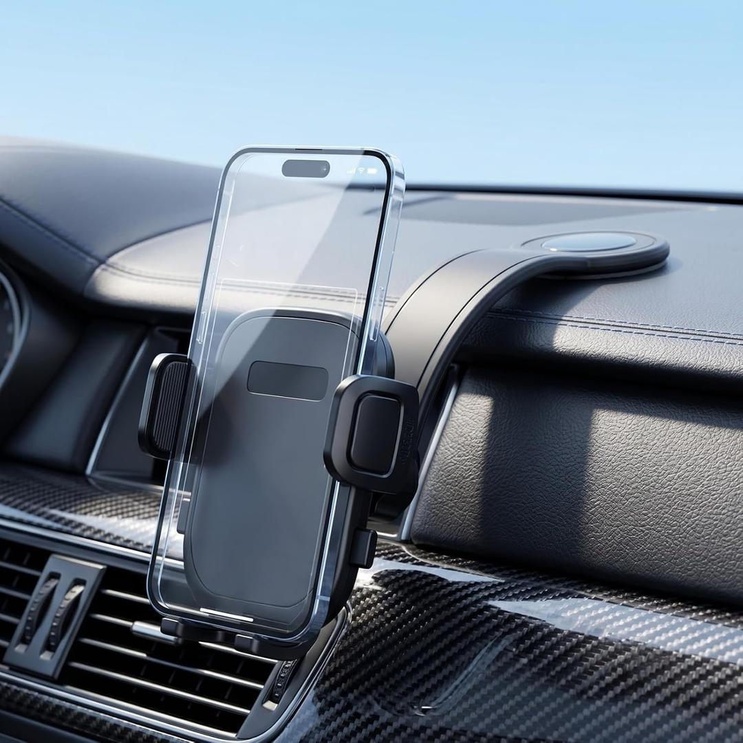 YUHENG Car Phone Holder for Dashboard, Bendable Aluminum Arm Phone Mount with One-Button Release Clamp, Dual 360 Adjustable Anti-Shake Holder, Adhesive Car Mount for iPhone 17 Pro Max Samsung Android