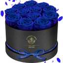 Forever Flowers,12 Roses in A BoxReal Preserved RosesBirthday Gift for Women,Mother's Day, Anniversary - Blue Rose