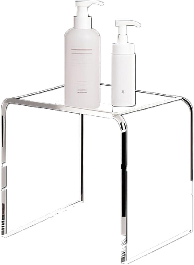 GETCK Acrylic 15 Inch Small Stool,Multi-Use as Shower/Water-Resistant Stool,Clear Footstool for Bathroom, Seating and Placing Items (10.6" D x 15.7" W x 14.1" H1PCS)