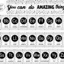 Bulletin Board Letters - ABC Alphabet with Growth Mindset Posters, Black and White Dual-Purpose Resource Motivational Banner English Learning Poster School Classroom Wall Decor for Preschool Supplies