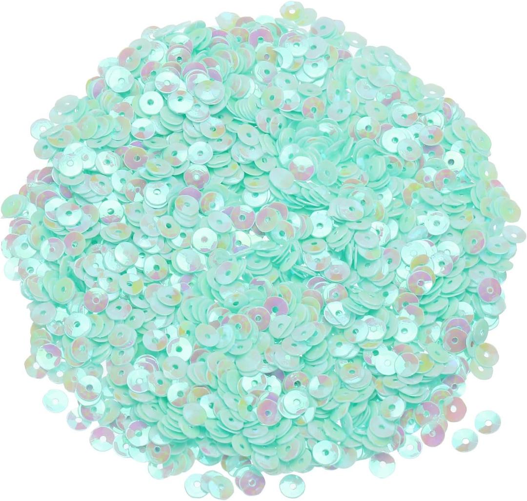 MECCANIXITY Loose Sequins 4MM Glitter Sequins 3000Pcs Cup Sequins Embroidery Sequins for Jewelry Making Crafts Sewing,Mint