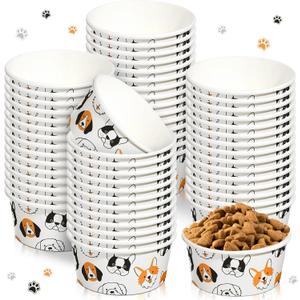 Mifoci 100 Pcs Disposable Dog Bowls 1.5 Cups Pets Disposable Feeding Bowls for Dogs and Cats Pets Paper Travel Cups for Small Medium Dogs Cats Puppy Kitten Dry or Wet Serving Food Water(Lovely)