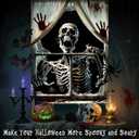 2 x Halloween Skeleton Scary Curtain Window Banner, Halloween Ghost Window Silhouette Door Cover Horror Poster Spooky Backdrop for Indoor Outdoor Wall Garage Living Room Party Decor Props