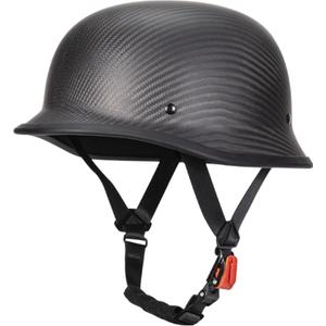 Vintage Motorcycle Half Helmets, Carbon Fiber Open Face Retro Motorcycle Helmets, German Style Half Shell Dot Helmet (S, Black)