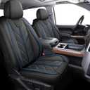 Pickup Seats Covers Compatible with Chevy Silverado 1500 GMC Sierra 2007-2024 Custom Trail Boss High Country LT LTZ SSV Waterproof Leather Seat Covers,(Blue_Line)