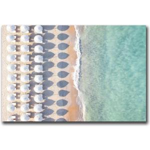 Canvas Painting Wall Picture Printing Beach Photography Coastal Ocean Aerial Gray Malin Inspired Umbrella Beach Print Fine Art Photography Home Decor Suitable for Living Room Bedroom Office Decoration 31x23"