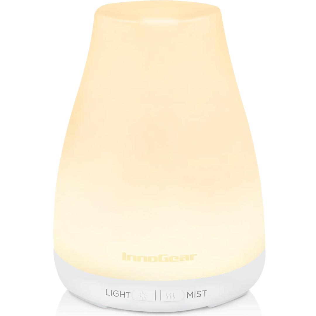 InnoGear Essential Oil Diffuser, Ultrasonic Diffusers for Home Aromatherapy Humidifier for Bedroom Room 7 Colors LED 2 Mist Mode Auto Off, Basic White