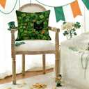 St Patricks Day Throw Pillow Covers 20x20 Inch, Black Cat Shamrock Green Spring Cushion Case Decoration Farmhouse Holiday Outdoor Spring Lumbar Cushion Cases Decor for Sofa Couch Indoor