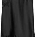 Women's Satin Lace Dress Asymmetric Cocktail Mini Dress Layering Essentials Elegant Dresses Date Night Outfits (Black, S)