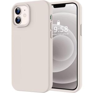 LOVE 3000 Designed for iPhone 12 Case/iPhone 12 Pro Case, Premium Silicone with [Soft Anti-Scratch Microfiber Lining] Shockproof Protective Phone Case for Men Women Girls 6.1", Stone