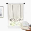 DriftAway Double Layer Linen Blackout Tie Up Curtains Thermal Insulated Fully Lined Balloon Roman Shade Bathroom Window Adjustable Rod Pocket for Small Window 25 Inch by 47 Inch Light Linen
