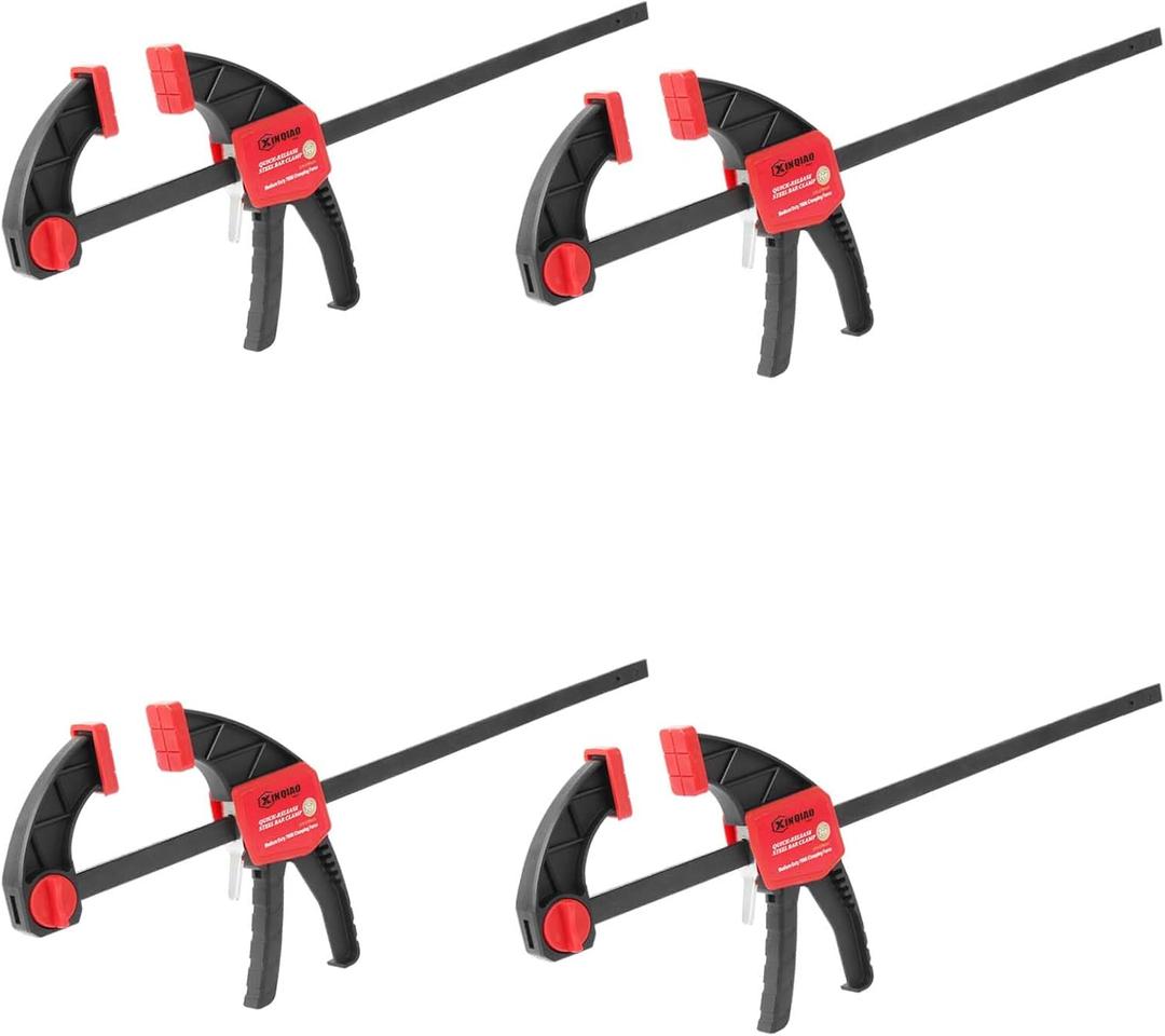 XINQIAO Bar Clamps for Woodworking 12 Inch (4) Wood Clamps Set, One-Handed Spreader with 150 LBS for Stable and Reliable Fixing Solutions