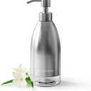 BEAUTURAL Soap Dispenser, Brushed Nickel Stainless Steel Case PET Liner Hand Pump Dispenser, Refillable Liquid Hand Dish soap Dispenser for Bathroom & Kitchen (15.2 OZ / 450ML)