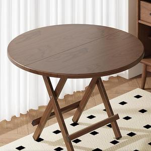 Retro Round Portable Folding Table, Dining Table Easy to Store, Bedroom Living Room Dining Room Coffee Table, Indoor Outdoor Dining Table Kitchen Desk,60 * 52cm,AA