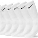 Nike Unisex Adult Everyday Cushioned Training Crew Socks (6 Pairs), Size Medium