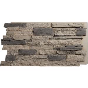 Ekena Millwork 49"W x 25 1/2"H x 1 1/4"D Acadia Ledge Stacked Stone, StoneWall Faux Stone Siding Panel, Smokey Ridge