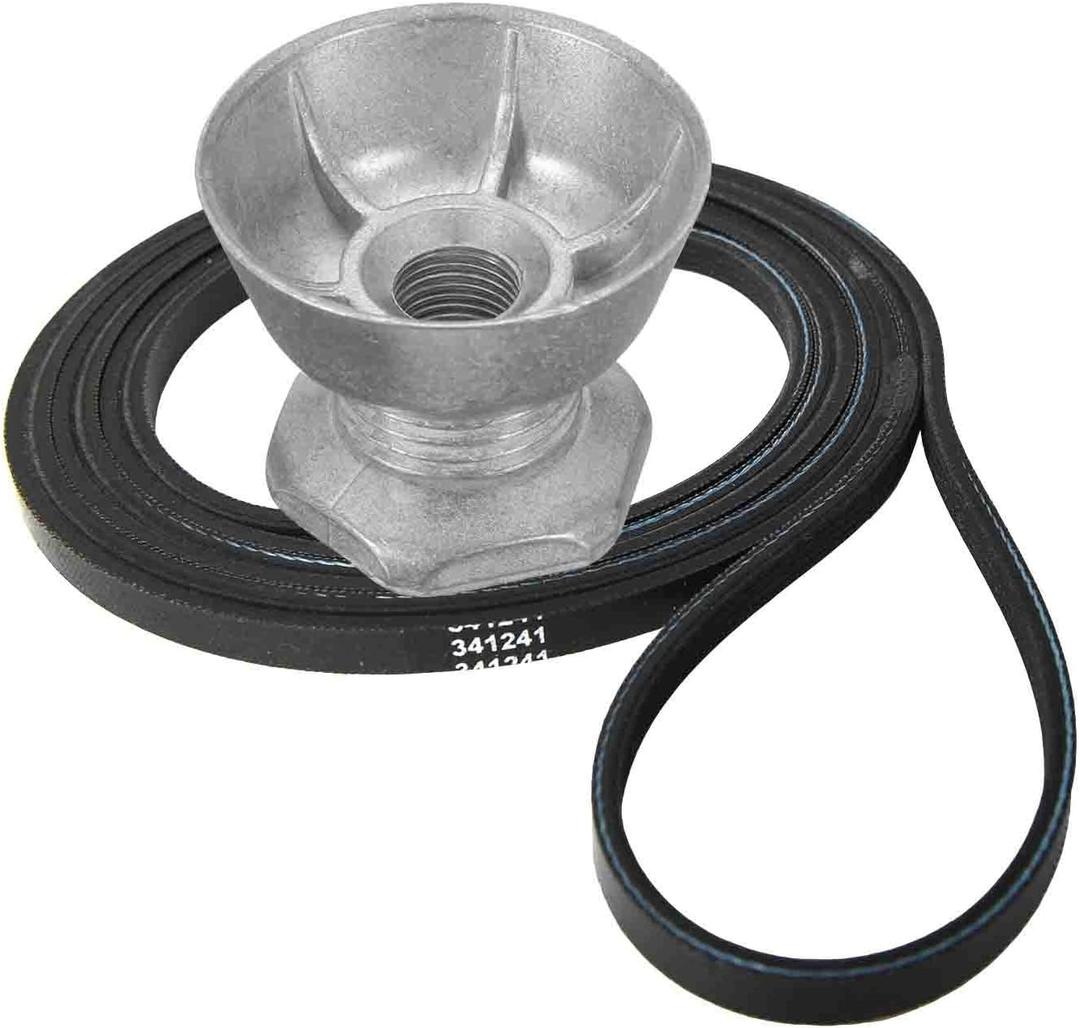 Seentech 341241 Dryer Belt & 8066184 Motor Pulley - Compatible for Whirlpool, Kenmore Dryers  Replace part number: PS11744884, W10290525, WP8066184VP, AP6011686, 8578565, W10299847, 3389627, 694871