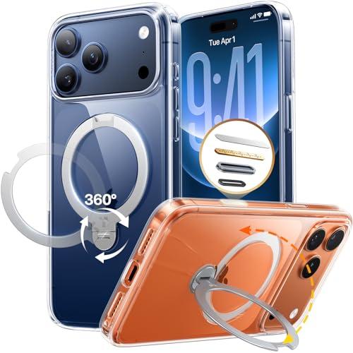TORRAS 360 Magnetic Stand for iPhone 17 Pro Max Case, Fit for MagSafe, Non-Yellowing Clear Case for iPhone 17 Pro Max Phone Case with Kickstand & Camera Control, Hard PC Protection, Q3 Spin