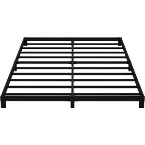5 Inch Low Queen Bed Frame Heavy Duty Metal Platform, No Box Spring Needed, Easy Assembly Mattress Foundation, No Noise, Black