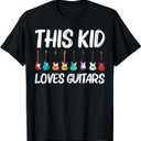 Cool Guitar Gift for Kids Boys Acoustic Guitarist Band Music T-Shirt, XXL Ladies , Black 