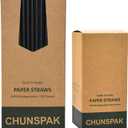Black Paper Straws, Solid black/250 Bulk, Biodegradable Paper Drinking Straws for Cocktail, Drinks, Bars and Restaurant, 7.75"x0.24"