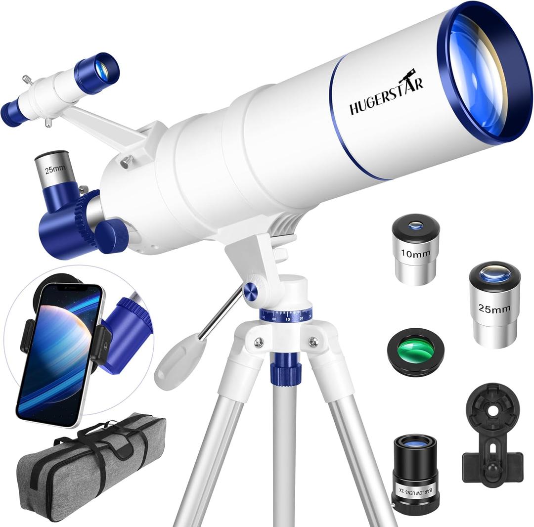 Telescope for Adults High Powered, 90mm Aperture 550mm Portable Refractor Telescope for Kids & Astronomy Beginners, Professional Telescopes with Tripod, Phone Adapter, Moon Filter, Carry Bag