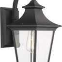 Emliviar Outdoor Wall Lantern, 1-Light Exterior Wall Mount Light with Clear Glass in Black Finish, 18" Height, 500181 (Medium - 1 Pack)