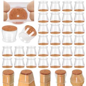 32 Pcs Chair Leg Floor Protectors for Hardwood Floors Silicone Covers to Protect Wood Tile Floors Scratches Felt Pads Furniture Leg Caps No Noise (Fit:1.3"-2") (Universal L(Fit:1.3"-2"), Clear-32pcs)