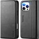 TUCCH Case Wallet for iPhone 16 Pro Max, 3 Card Slots PU Leather Phone Cover, RFID Blocking Kickstand Folio with Shockproof TPU Inner Shell Compatible with iPhone 16 Pro Max 5G 2024,Classic Black